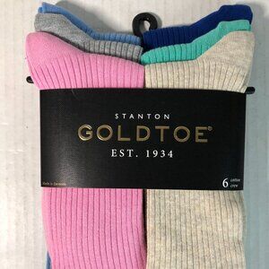 Gold Toe Socks Men Size 6-12.5 “Stanton Crew” Dress Socks 6 Pairs Multi-Color